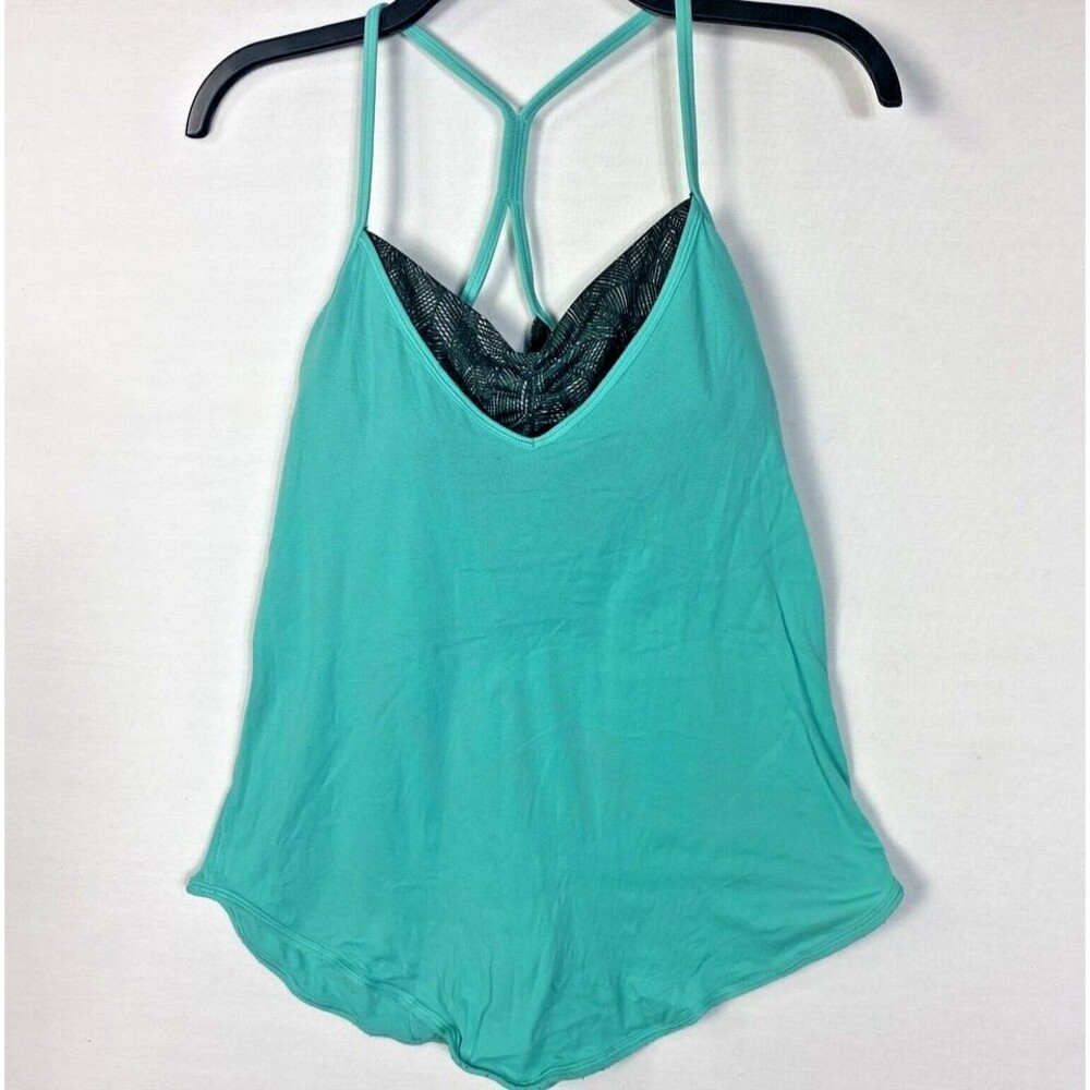 Lululemon Roll Out Tank Top Women's Size 6 Bali Breeze Green Built in Bra Gym